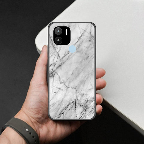 Xiaomi Redmi A1 Plus Cover - White Marble Series - HQ Ultra Shine Premium Infinity Glass Soft Silicon Borders Case