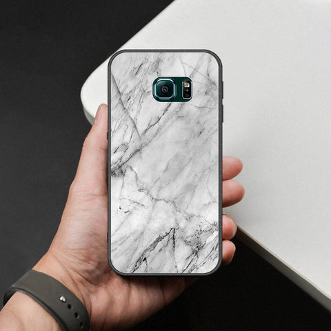 Samsung Galaxy S6 Edge Plus Cover - White Marble Series - HQ Ultra Shine Premium Infinity Glass Soft Silicon Borders Case