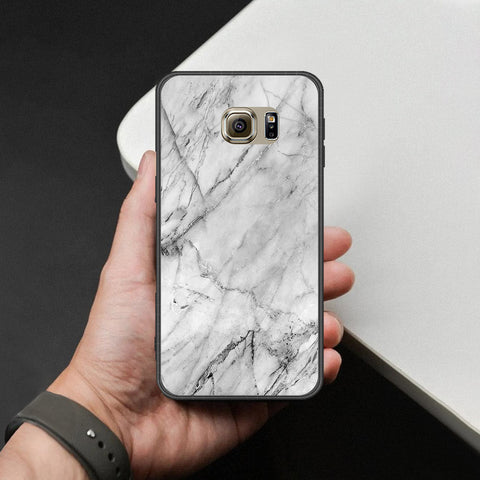 Samsung Galaxy S6 Cover - White Marble Series - HQ Ultra Shine Premium Infinity Glass Soft Silicon Borders Case
