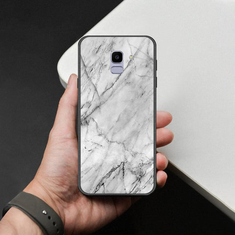 Samsung Galaxy J6 Cover - White Marble Series - HQ Ultra Shine Premium Infinity Glass Soft Silicon Borders Case