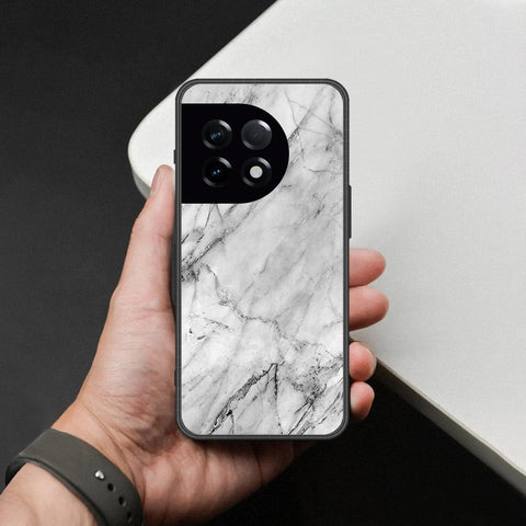 OnePlus Ace 2 Cover - White Marble Series - HQ Ultra Shine Premium Infinity Glass Soft Silicon Borders Case