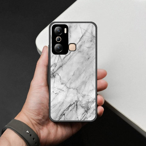 Infinix Hot 20i Cover - White Marble Series - HQ Ultra Shine Premium Infinity Glass Soft Silicon Borders Case