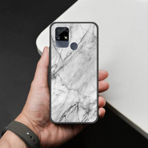 Realme Narzo 30 Cover - White Marble Series - HQ Ultra Shine Premium Infinity Glass Soft Silicon Borders Case