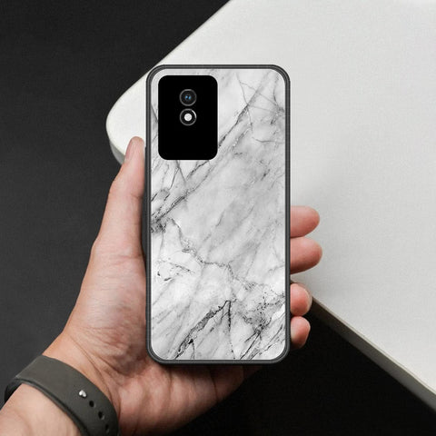 Vivo Y02A Cover - White Marble Series - HQ Ultra Shine Premium Infinity Glass Soft Silicon Borders Case