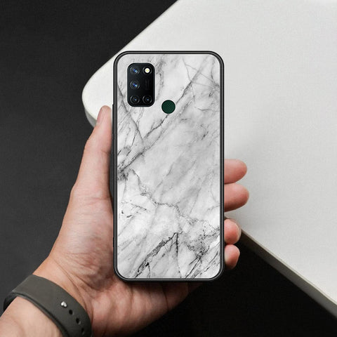 Realme C17 Cover - White Marble Series - HQ Ultra Shine Premium Infinity Glass Soft Silicon Borders Case