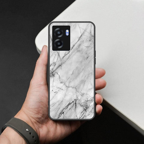 Oppo A56s Cover - White Marble Series - HQ Ultra Shine Premium Infinity Glass Soft Silicon Borders Case
