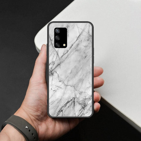 Oppo A74 Cover - White Marble Series - HQ Ultra Shine Premium Infinity Glass Soft Silicon Borders Case