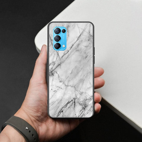 Oppo Reno 5 4G Cover - White Marble Series - HQ Ultra Shine Premium Infinity Glass Soft Silicon Borders Case