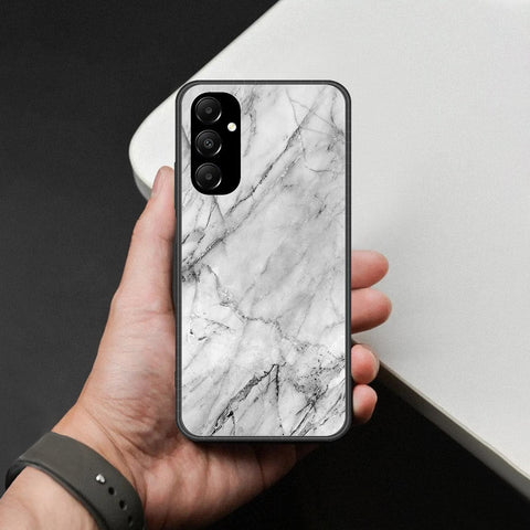Samsung Galaxy M14 4G Cover - White Marble Series - HQ Ultra Shine Premium Infinity Glass Soft Silicon Borders Case