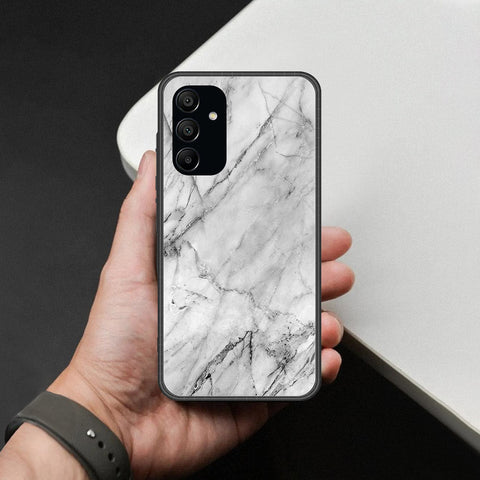 Samsung Galaxy A15 4GCover - White Marble Series - HQ Ultra Shine Premium Infinity Glass Soft Silicon Borders Case