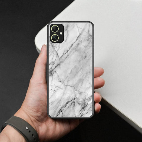 Samsung Galaxy A05 Cover - White Marble Series - HQ Ultra Shine Premium Infinity Glass Soft Silicon Borders Case