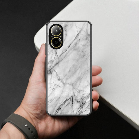 Realme C67 4G Cover - White Marble Series - HQ Ultra Shine Premium Infinity Glass Soft Silicon Borders Case