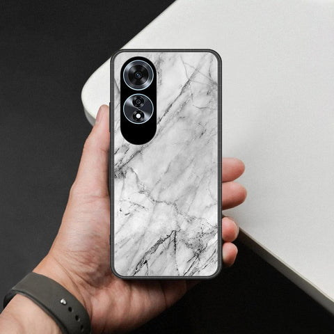 Oppo A60 Cover - White Marble Series - HQ Ultra Shine Premium Infinity Glass Soft Silicon Borders Case