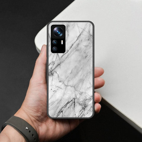 Xiaomi 12T Pro Cover - White Marble Series - HQ Ultra Shine Premium Infinity Glass Soft Silicon Borders Case