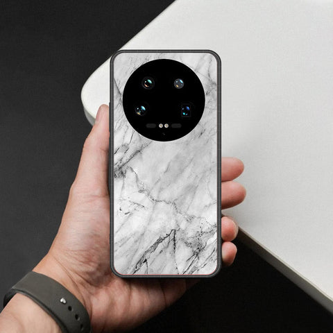 Xiaomi 14 Ultra Cover - White Marble Series - HQ Ultra Shine Premium Infinity Glass Soft Silicon Borders Case