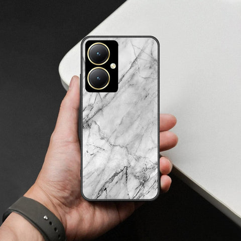 Vivo Y35 Plus Cover - White Marble Series - HQ Ultra Shine Premium Infinity Glass Soft Silicon Borders Case