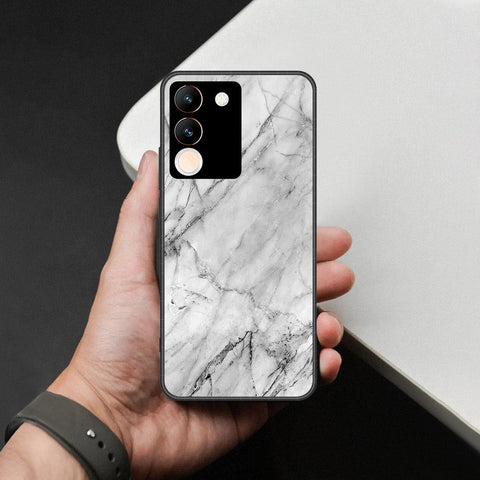 Vivo Y200 5G Cover - White Marble Series - HQ Ultra Shine Premium Infinity Glass Soft Silicon Borders Case