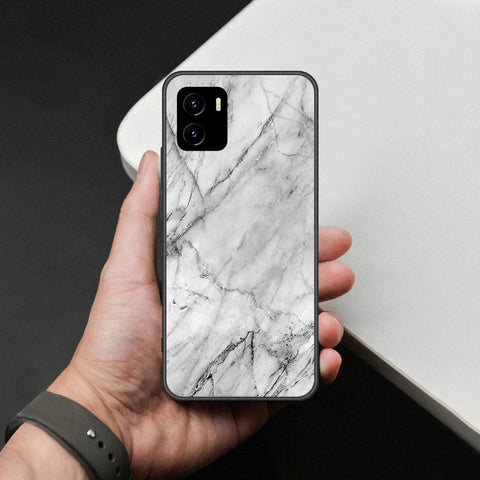 Vivo Y10 Cover - White Marble Series - HQ Ultra Shine Premium Infinity Glass Soft Silicon Borders Case