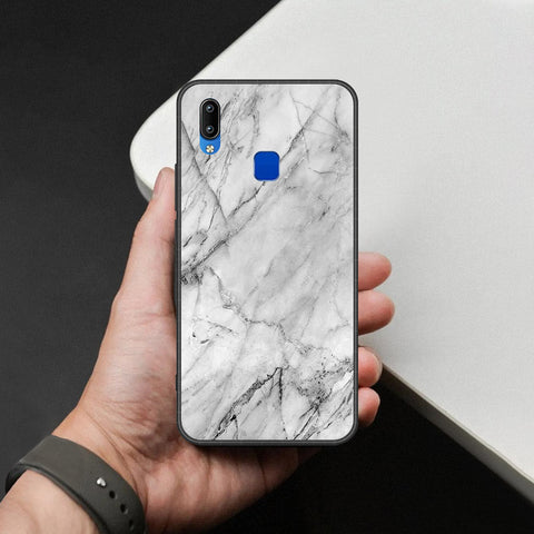 Vivo Y91i Cover - White Marble Series - HQ Ultra Shine Premium Infinity Glass Soft Silicon Borders Case