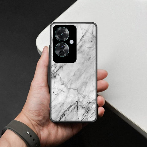 Oppo Reno 11F 5G Cover - White Marble Series - HQ Ultra Shine Premium Infinity Glass Soft Silicon Borders Case