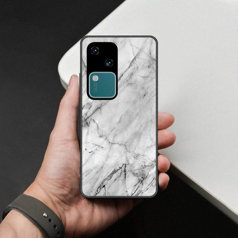 Vivo S18 Cover - White Marble Series - HQ Ultra Shine Premium Infinity Glass Soft Silicon Borders Case