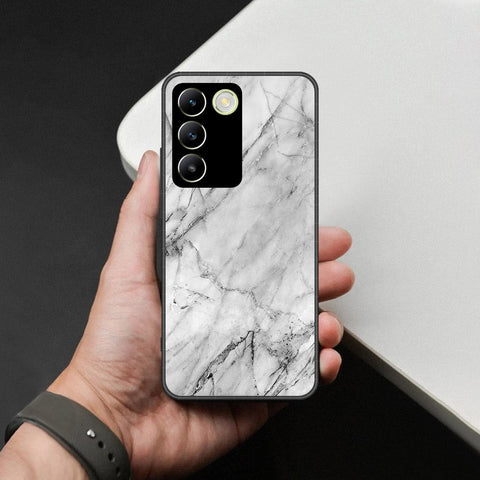Vivo Y200e Cover - White Marble Series - HQ Ultra Shine Premium Infinity Glass Soft Silicon Borders Case
