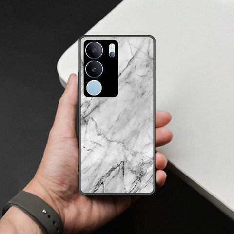 Vivo V29 Pro Cover - White Marble Series - HQ Ultra Shine Premium Infinity Glass Soft Silicon Borders Case