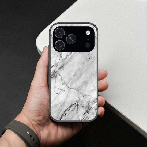iPhone 17 Pro - White Marble Series - HQ Ultra Shine Premium Infinity Glass Soft Silicon Borders Case