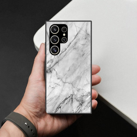 Samsung Galaxy S26 Ultra Cover - White Marble Series - HQ Ultra Shine Premium Infinity Glass Soft Silicon Borders Case