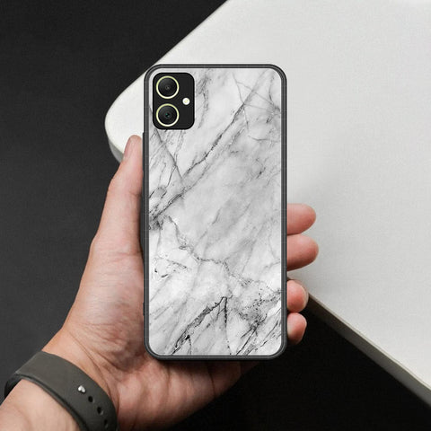 Samsung Galaxy A06 Cover - White Marble Series - HQ Ultra Shine Premium Infinity Glass Soft Silicon Borders Case