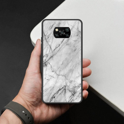 Xiaomi Poco X3 Cover - White Marble Series - HQ Ultra Shine Premium Infinity Glass Soft Silicon Borders Case