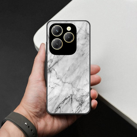 Infinix Hot 40 Cover - White Marble Series - HQ Ultra Shine Premium Infinity Glass Soft Silicon Borders Case