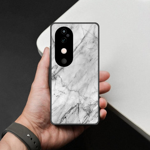 Vivo V40 Cover - White Marble Series - HQ Ultra Shine Premium Infinity Glass Soft Silicon Borders Case