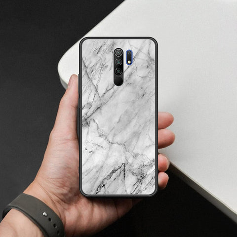 Xiaomi Redmi 9 Cover - White Marble Series - HQ Ultra Shine Premium Infinity Glass Soft Silicon Borders Case