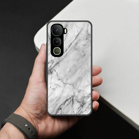 Vivo Y400 Cover - White Marble Series - HQ Ultra Shine Premium Infinity Glass Soft Silicon Borders Case