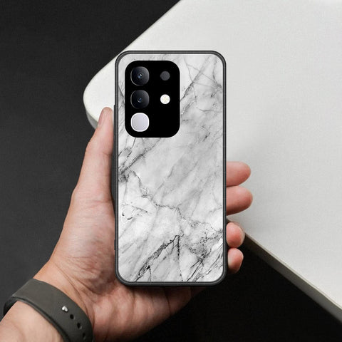 Vivo Y300t Cover - White Marble Series - HQ Ultra Shine Premium Infinity Glass Soft Silicon Borders Case