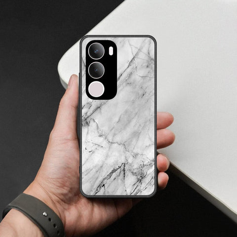 Vivo Y19s Pro Cover - White Marble Series - HQ Ultra Shine Premium Infinity Glass Soft Silicon Borders Case