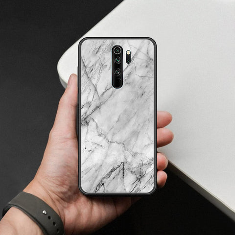 Xiaomi Redmi Note 8 Pro Cover - White Marble Series - HQ Ultra Shine Premium Infinity Glass Soft Silicon Borders Case