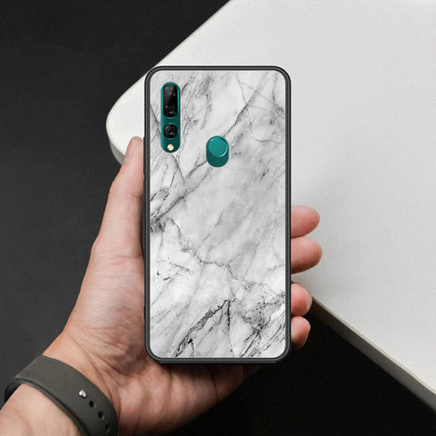 Huawei P Smart Z Cover - White Marble Series - HQ Ultra Shine Premium Infinity Glass Soft Silicon Borders Case
