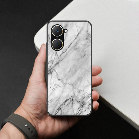 Vivo Y18 Cover - White Marble Series - HQ Ultra Shine Premium Infinity Glass Soft Silicon Borders Case