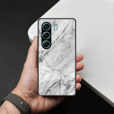 Tecno Camon 40 Pro Cover - White Marble Series - HQ Ultra Shine Premium Infinity Glass Soft Silicon Borders Case