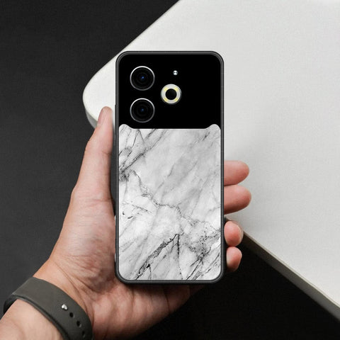 Tecno Pova 6 Pro Cover - White Marble Series - HQ Ultra Shine Premium Infinity Glass Soft Silicon Borders Case
