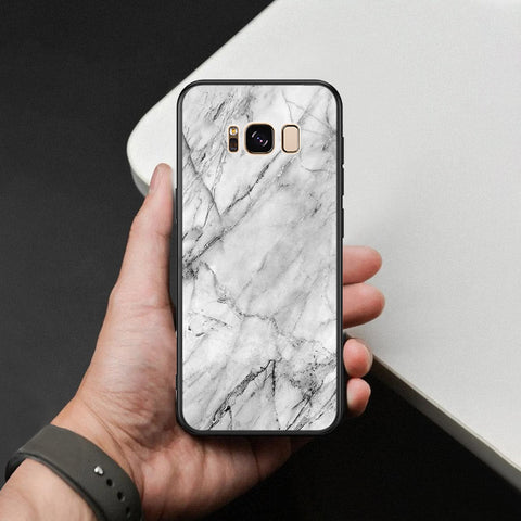 Samsung Galaxy S8 Plus Cover - White Marble Series - HQ Ultra Shine Premium Infinity Glass Soft Silicon Borders Case