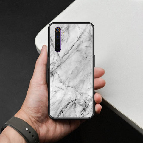 Realme 6 Pro Cover - White Marble Series - HQ Ultra Shine Premium Infinity Glass Soft Silicon Borders Case