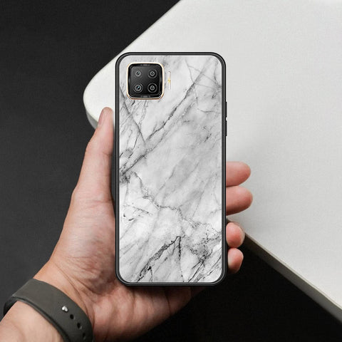 Oppo Reno4 Lite Cover - White Marble Series - HQ Ultra Shine Premium Infinity Glass Soft Silicon Borders Case