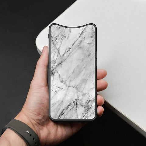 Oppo Find X Cover - White Marble Series - HQ Ultra Shine Premium Infinity Glass Soft Silicon Borders Case