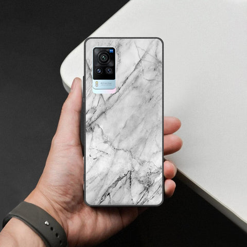 Vivo X60 Pro Cover - White Marble Series - HQ Ultra Shine Premium Infinity Glass Soft Silicon Borders Case
