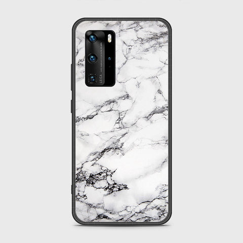 Huawei P40 Pro Cover- White Marble Series - HQ Ultra Shine Premium Infinity Glass Soft Silicon Borders Case (Fast Delivery)