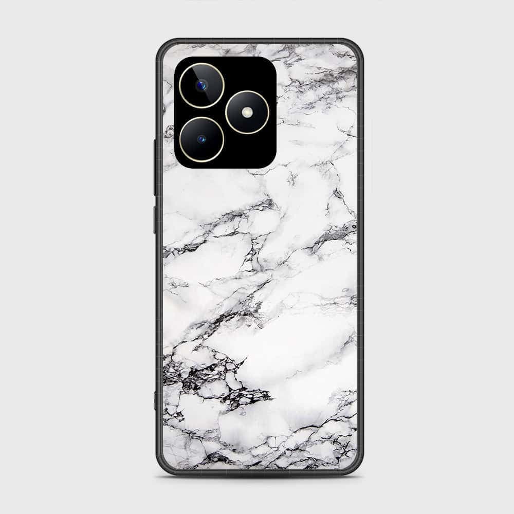 Realme C51 Cover- White Marble Series - HQ Ultra Shine Premium Infinity Glass Soft Silicon Borders Case