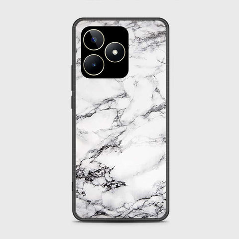 Realme C51 Cover- White Marble Series - HQ Ultra Shine Premium Infinity Glass Soft Silicon Borders Case